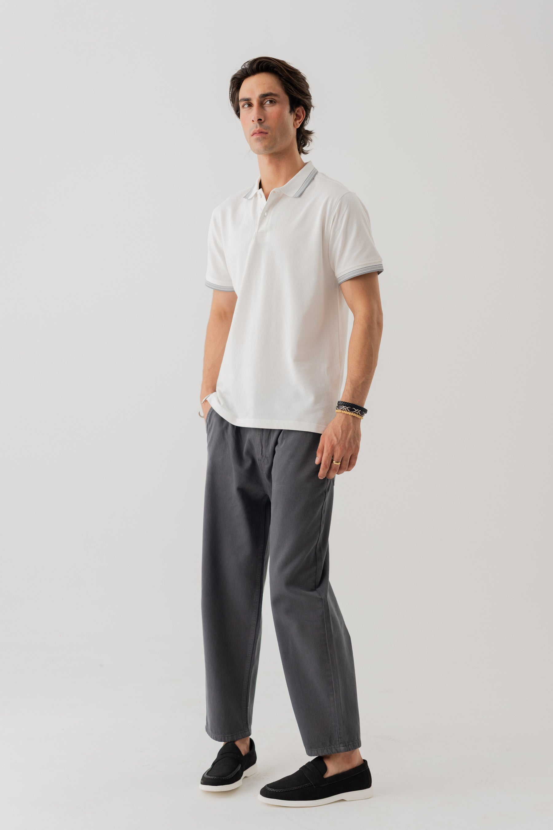 ND CITY™ Dark Grey Loose Fit Cropped Twill Trousers
