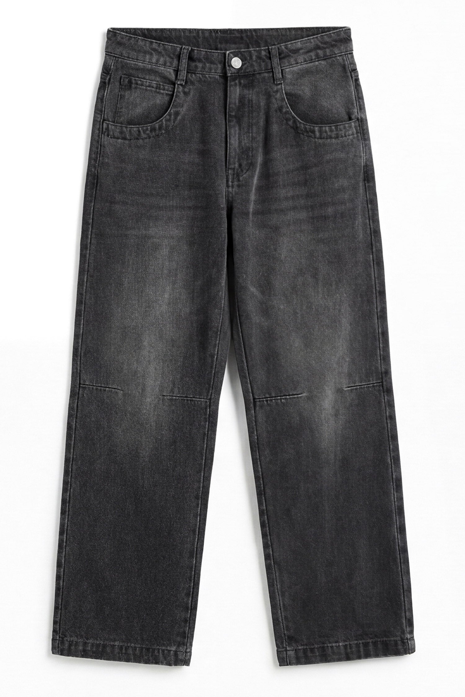 ND CITY™ Grey Mid Washed Baggy Fit Denim Jeans