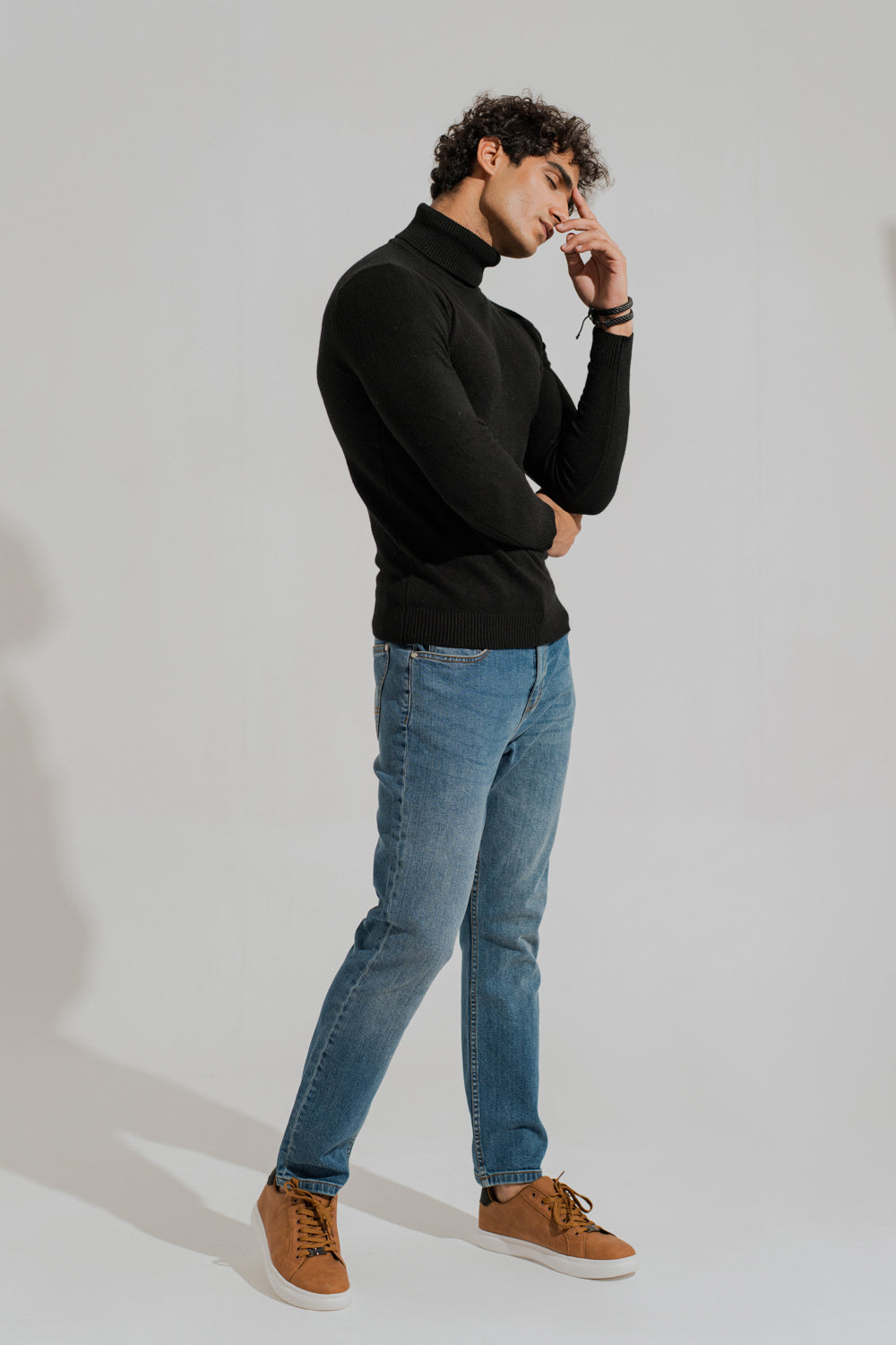 ND CITY™ Black Slim Fit High Neck Sweater